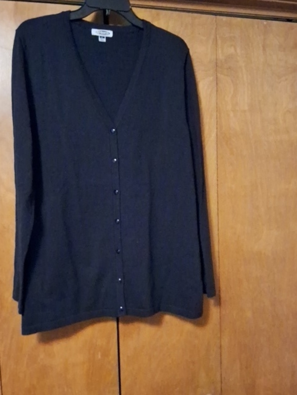 Classic Black V-Neck Button Cardigan - Women's